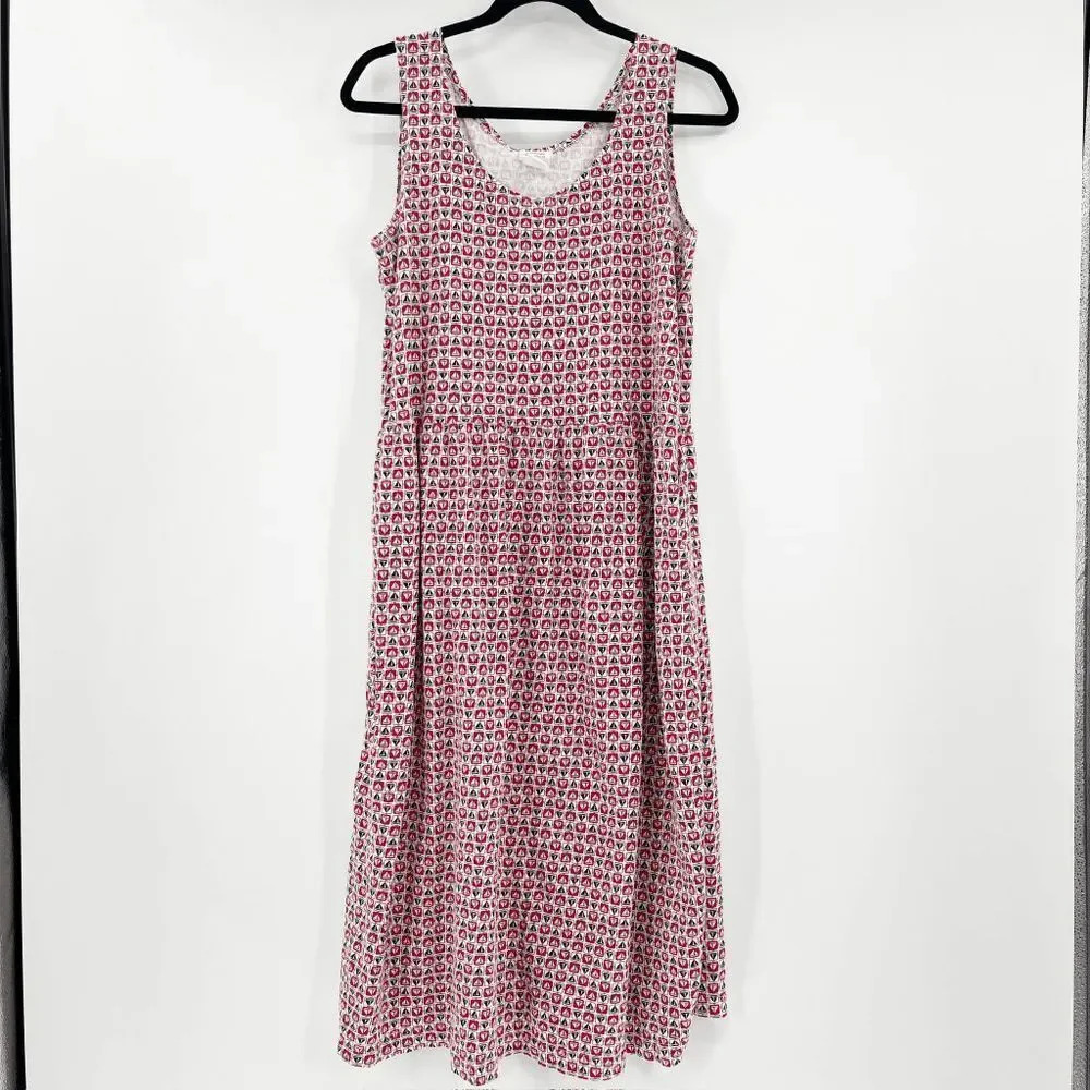 Vintage SF A Line Dress Women's Size M Red‎ White Sleeveless Printed Classic